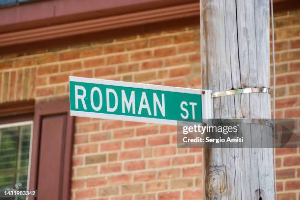 rodman street sign - street name sign stock pictures, royalty-free photos & images