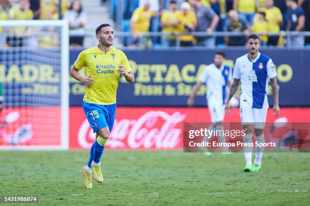 Lucas Perez of Cadiz celebrates a goal during the spanish league, La Liga Santander, football match played between Cadiz CF and RCD Espanyol de...