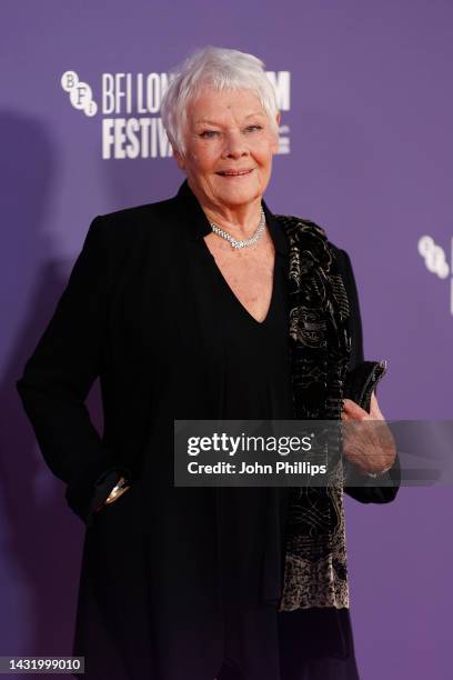 Dame Judi Dench attends the "Allelujah" European Premiere during the 66th BFI London Film Festival at Southbank Centre on October 09, 2022 in London,...