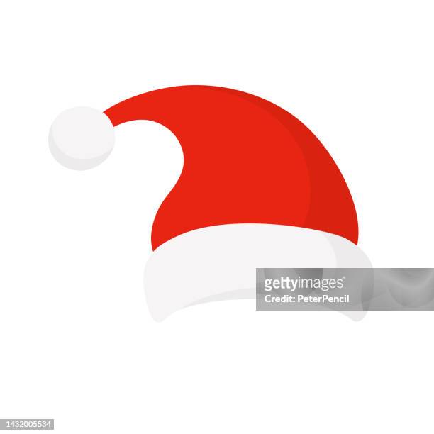 ilustraciones, imágenes clip art, dibujos animados e iconos de stock de santa claus red hat - vector aislado ilustración de stock - gorro navidad