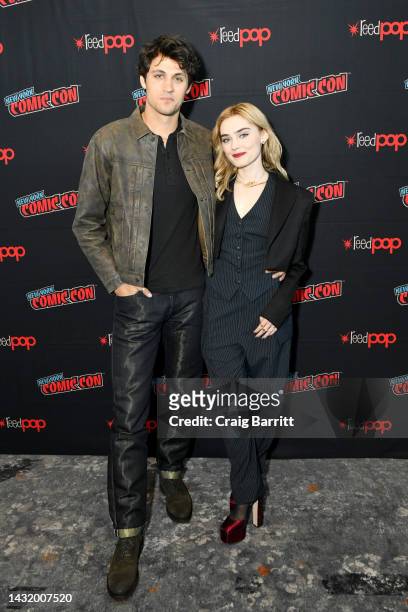 Drake Rodger and Meg Donnelly attend the Warner Bros. The Winchesters interview during New York Comic Con 2022 on October 09, 2022 in New York City.