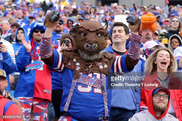 Buffalo Bills fans cheers against the Pittsburgh Steelers at Highmark Stadium on October 09, 2022 in Orchard Park, New York.