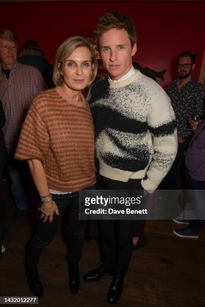 Melita Toscan du Plantier and Eddie Redmayne attend a special screening and Q&A for "The Good Nurse" at The Ham Yard Hotel on October 9, 2022 in...