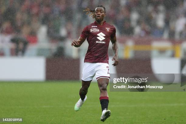 Yann Karamoh of Torino FC during the Serie A match between Torino FC and Empoli FC at Stadio Olimpico di Torino on October 09, 2022 in Turin, Italy.