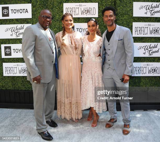 Bobby Brown, Alicia Etheredge, Manuela Testolini and Eric Benét attend In a Perfect World's 2022 A World of Good Luncheon at Four Seasons Hotel Los...