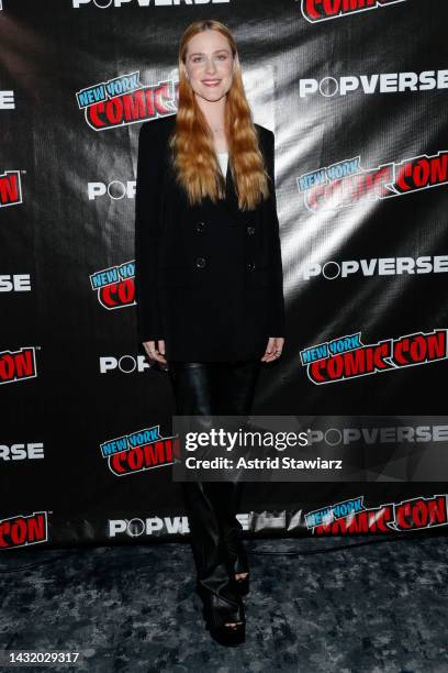 Evan Rachel Wood poses backstage at Let's Get WEIRD during New York Comic Con 2022 on October 09, 2022 in New York City.