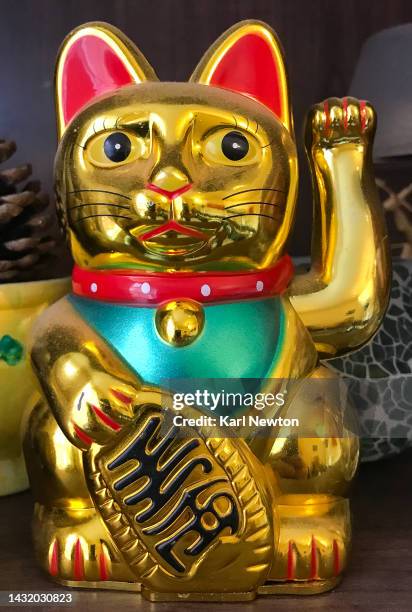 fortune waving cat - maneki neko stock pictures, royalty-free photos & images
