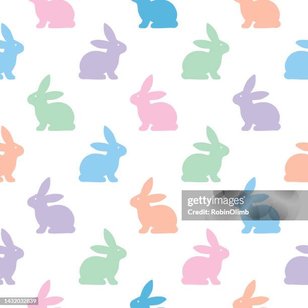 white bunnies seamless pattern - bunny pattern stock illustrations