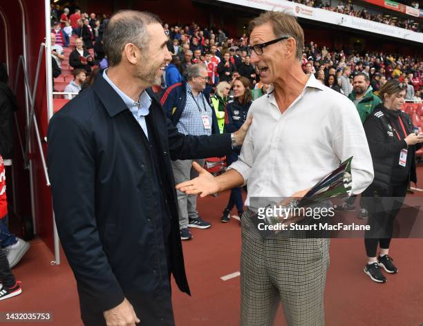 Ex Arsenal players Martin Keown and Tny Adams before the Premier League match between Arsenal FC and Liverpool FC at Emirates Stadium on October 09,...