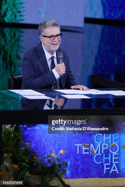 Fabio Fazio attends the "Che Tempo Che Fa" Tv Show at Rai Milan Studios on October 09, 2022 in Milan, Italy.