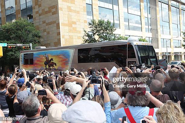 Musician Willie Nelson arrives at his statue unveiling at ACL Live on April 20, 2012 in Austin, Texas.