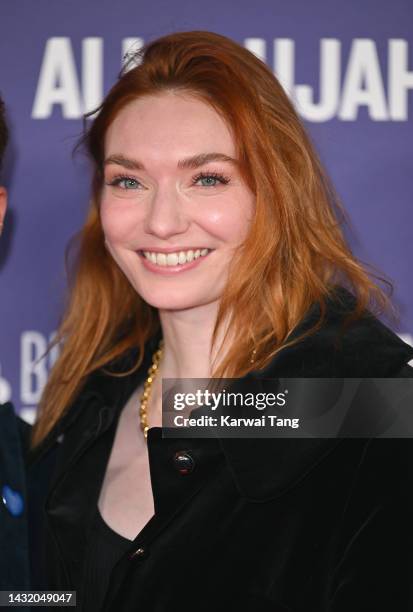 Eleanor Tomlinson attends the "Allelujah" European Premiere during the 66th BFI London Film Festival at Southbank Centre on October 09, 2022 in...