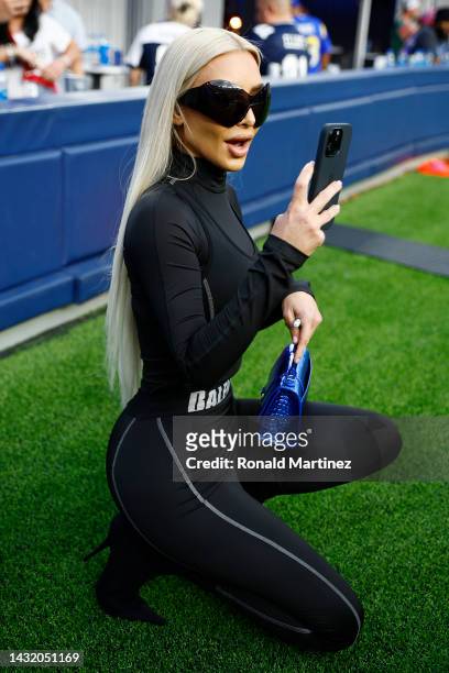 Kim Kardashian attends the game between the Dallas Cowboys and the Los Angeles Rams at SoFi Stadium on October 09, 2022 in Inglewood, California.