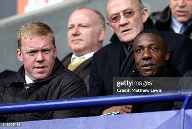 Steve Staunton looks on with Wolverhampton Wanderers Manager Terry Connor prior to the Barclays Premier League match between Bolton Wanderers and...