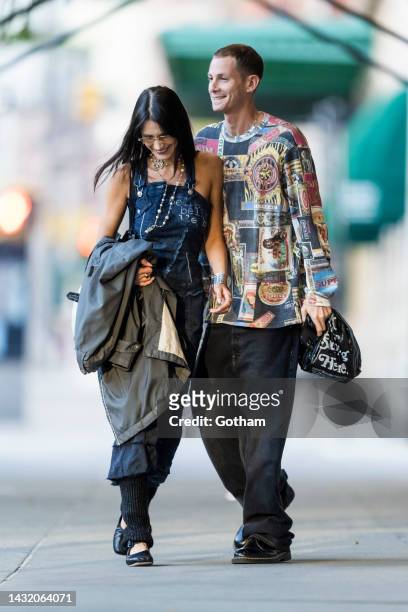 Bella Hadid and Marc Kalman are seen in Tribeca on October 09, 2022 in New York City.