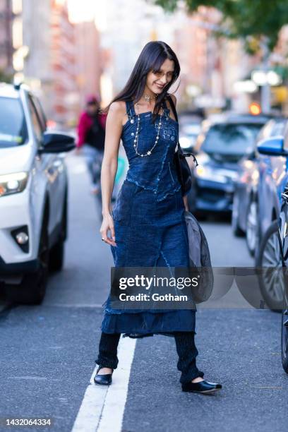 Bella Hadid is seen in Tribeca on October 09, 2022 in New York City.