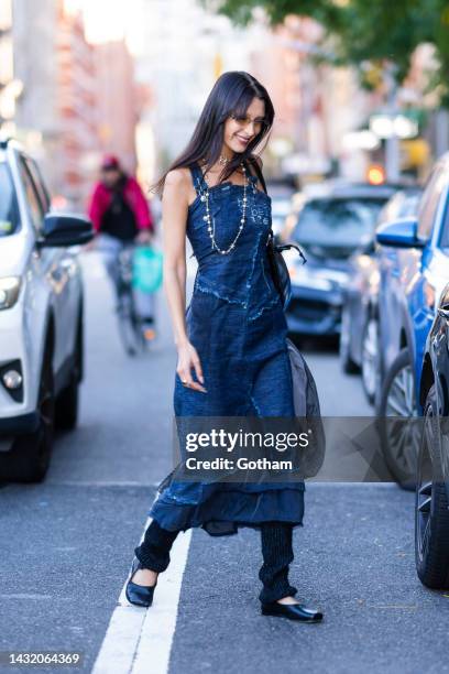 Bella Hadid is seen in Tribeca on October 09, 2022 in New York City.