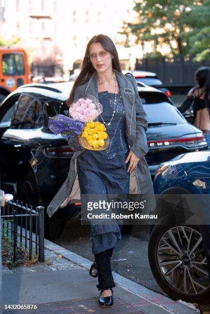Bella Hadidand is seen out and about in Manhattan on October 09, 2022 in New York City.