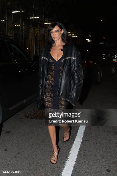 Bella Hadid attends her surprise birthday party at Lucali in Brooklyn on October 09, 2022 in New York City.