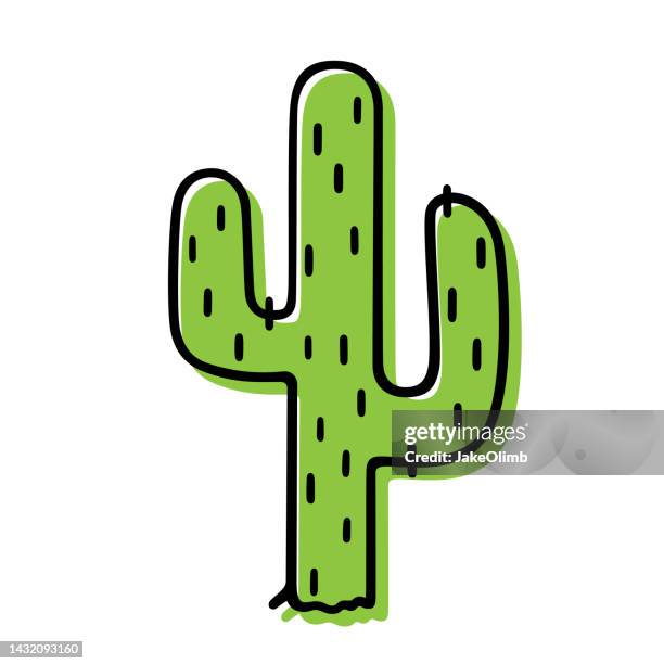 ilustraciones, imágenes clip art, dibujos animados e iconos de stock de cactus doodle 6 - cacto