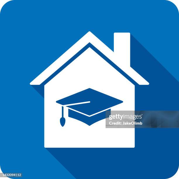 house graduation cap icon silhouette - alumni stock illustrations