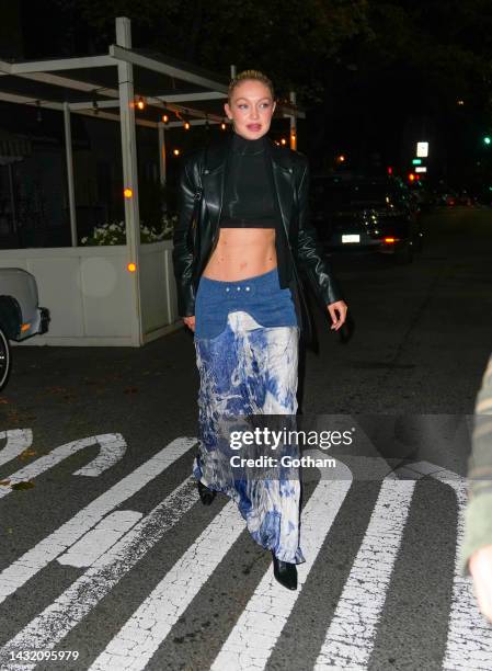 Gigi Hadid is seen attending Bella Hadid's birthday party at Lucali's on October 09, 2022 in New York City.