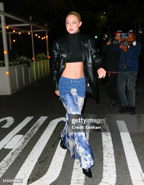 Gigi Hadid is seen attending Bella Hadid's birthday party at Lucali's on October 09, 2022 in New York City.