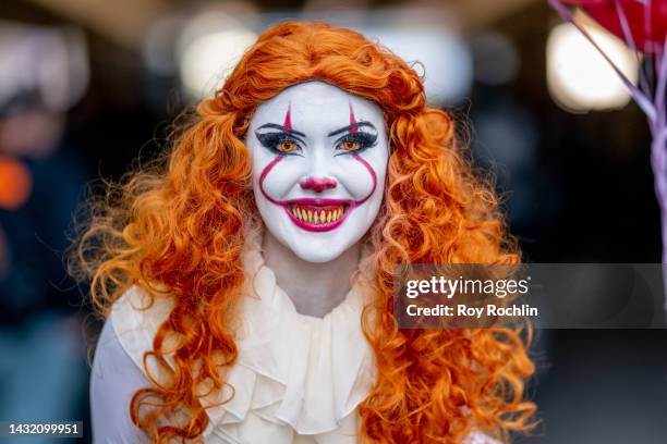 Pennywise cosplayer poses during New York Comic Con 2022 on October 09, 2022 in New York City.