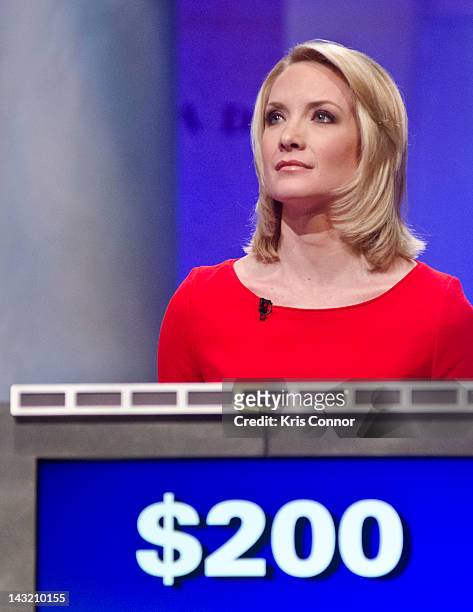Dana Perino speaks during a rehearsal before a taping of Jeopardy! Power Players Week at DAR Constitution Hall on April 21, 2012 in Washington, DC.