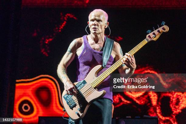 Flea of the Red Hot Chili Peppers performs during weekend one of ACL Music Fest 2022 at Zilker Park on October 09, 2022 in Austin, Texas.