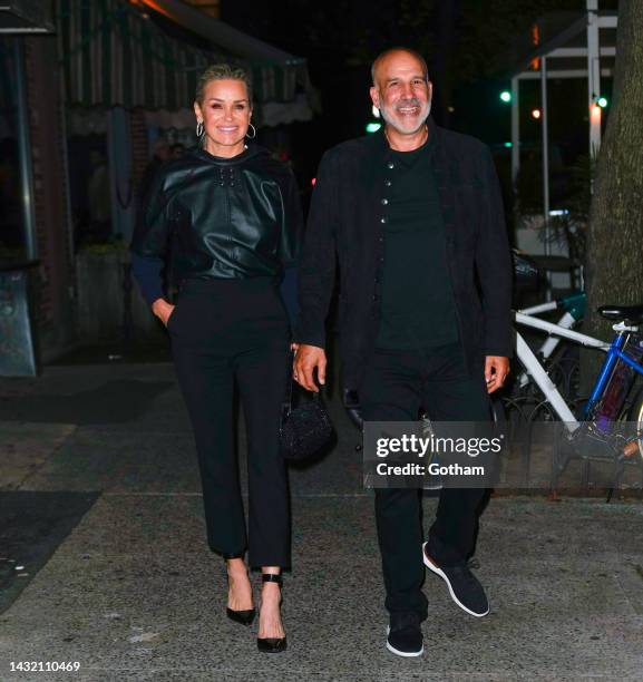Yolanda Hadid and Joseph Jingoli are seen attending Bella Hadid's birthday party at Lucali's on October 09, 2022 in New York City.