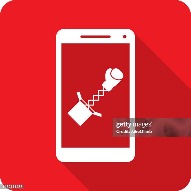 boxing glove in box smartphone icon - jack in the box stock illustrations