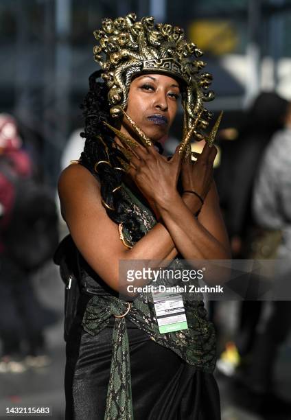 Cosplayer poses during day 4 of New York Comic Con on October 09, 2022 in New York City.