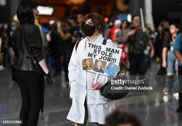 Cosplayers are seen during day 4 of New York Comic Con on October 09, 2022 in New York City.