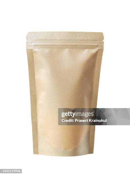 paper zip bag. clipping path - sugary coffee drink stock pictures, royalty-free photos & images