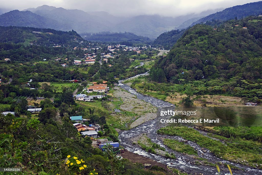 River valley and town of Boquete, Panama