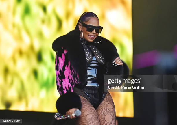 Singer Ashanti performs onstage during Day 2 of the 2022 ONE MusicFest at Central Park on October 09, 2022 in Atlanta, Georgia