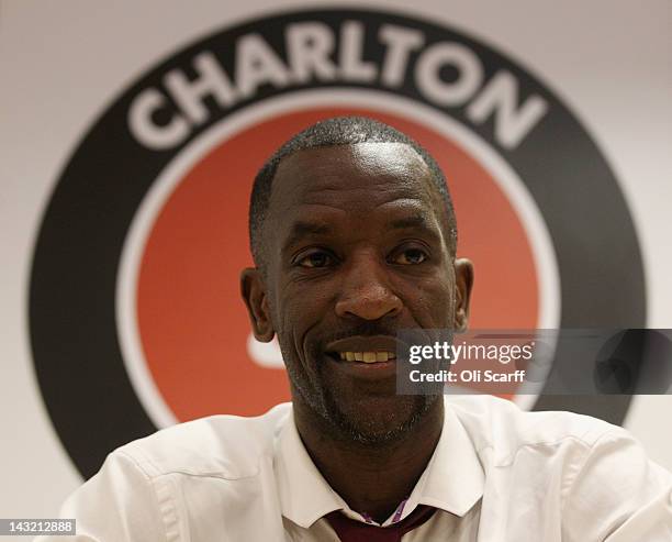 Charlton Athletic's manager Chris Powell speaks at a press conference following the npower League One match between Charlton Athletic and Wycombe...