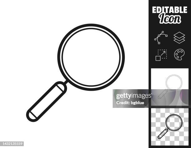 ilustraciones, imágenes clip art, dibujos animados e iconos de stock de lupa. icono para el diseño. fácilmente editable - lupa instrumento óptico