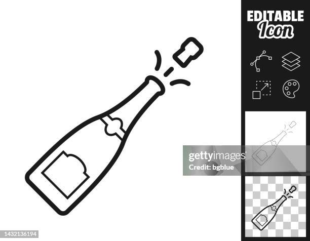 champagne explosion. icon for design. easily editable - champagne bottle outline stock illustrations
