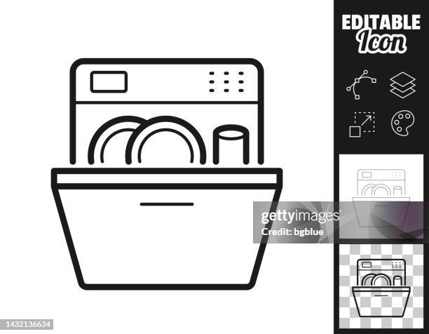 dishwasher. icon for design. easily editable - washing dishes vector stock illustrations