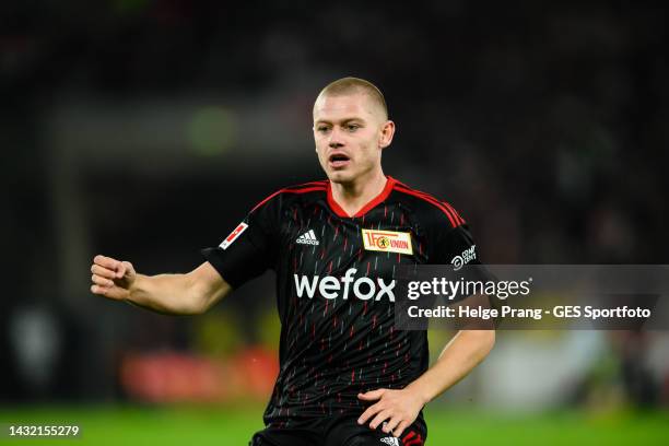 Julian Ryerson of Berlin looks on during the Bundesliga match between VfB Stuttgart and 1. FC Union Berlin at Mercedes-Benz Arena on October 09, 2022...