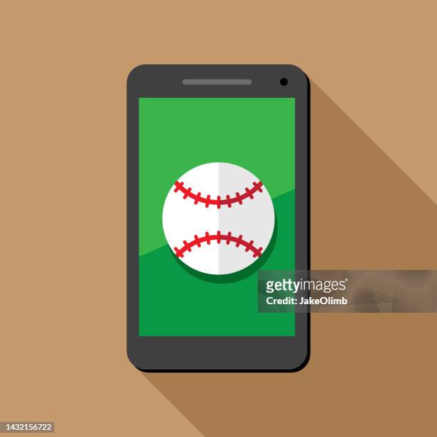 野球スマートフォンアイコンフラット - baseball ball点のイラスト素材／クリップアート素材／マンガ素材／アイコン素材