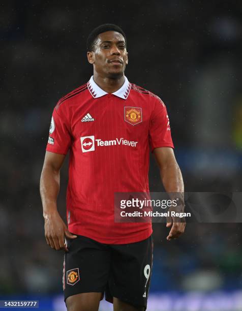 Anthony Martial of Manchester United looks on during the Premier League match between Everton FC and Manchester United at Goodison Park on October...