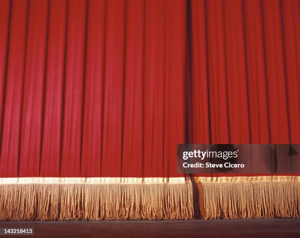 red stage curtains with gold tassels - gold fringe stock pictures, royalty-free photos & images