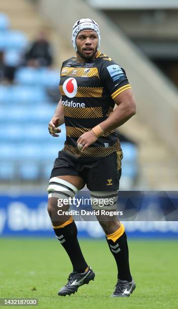 Nizaam Carr of Wasps looks on during the Gallagher Premiership Rugby match between Wasps and Northampton Saints at The Coventry Building Society...