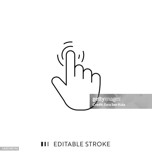 ilustrações de stock, clip art, desenhos animados e ícones de click hand icon with editable stroke - empurrar