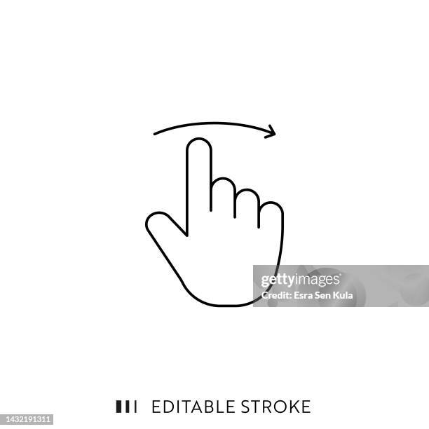 sliding hand icon with editable stroke - hand on computer mouse white background stock illustrations