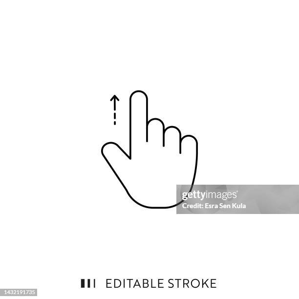 scrolling hand icon with editable stroke - finger scrolling stock illustrations