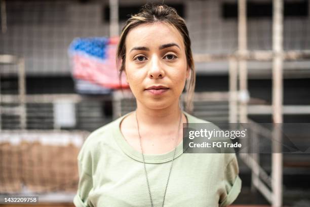 portrait of a female soldier at a gymnasium - homeless woman stock pictures, royalty-free photos & images